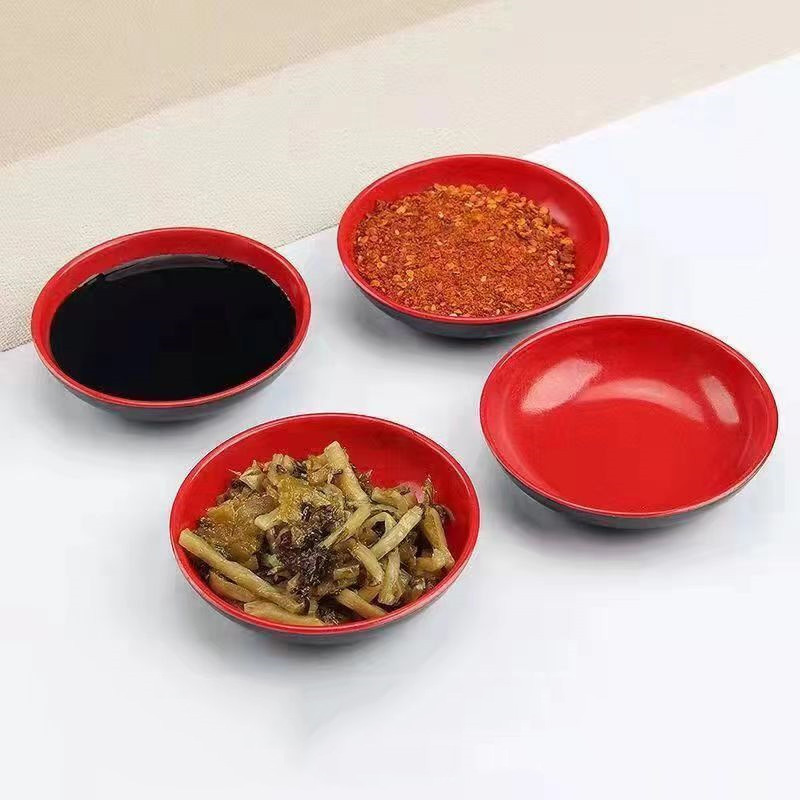 Sauce Dipping Cup - 3-delige set rode en zwarte ronde
