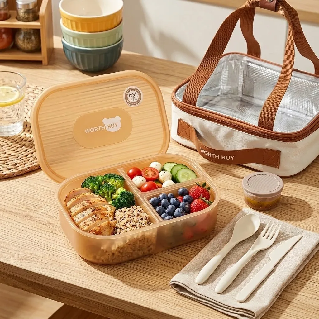Meal Prep Or Prep Meal - Gedeelde plastic bentobox met 3 compartimenten,
